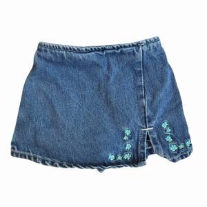 Y2K Jordache Toddler Girls Embroidered Flowers Denim Mini Skort Size 4